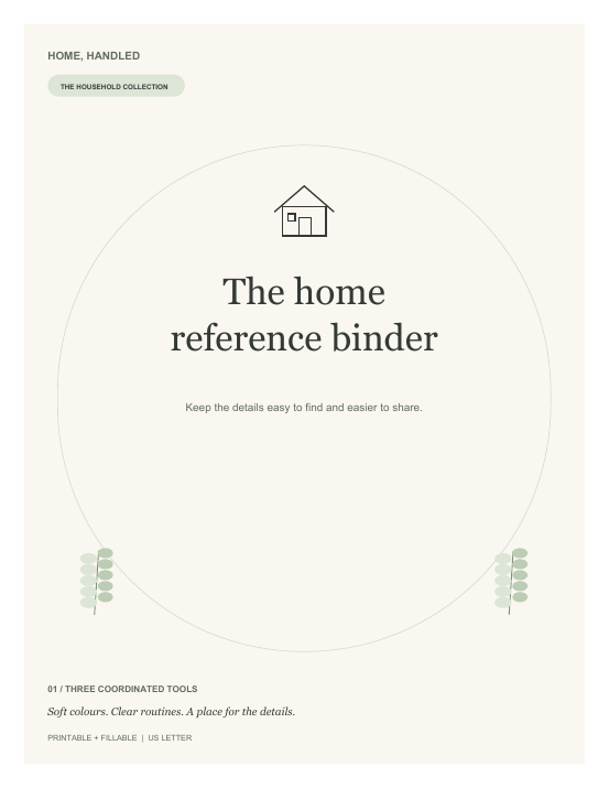 The home reference binder cover